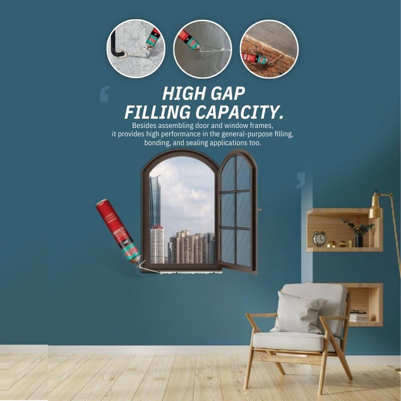 AKFIX 805 Gap Filler Expanding Foam Sealant (2x12 Oz.)- Gaps and Cracks Spray Insulation Can, Waterproof Sealant with Straw, Polyurethane Expanding Foam for Window and Door | 12 Oz. 2 Pack - Image 3